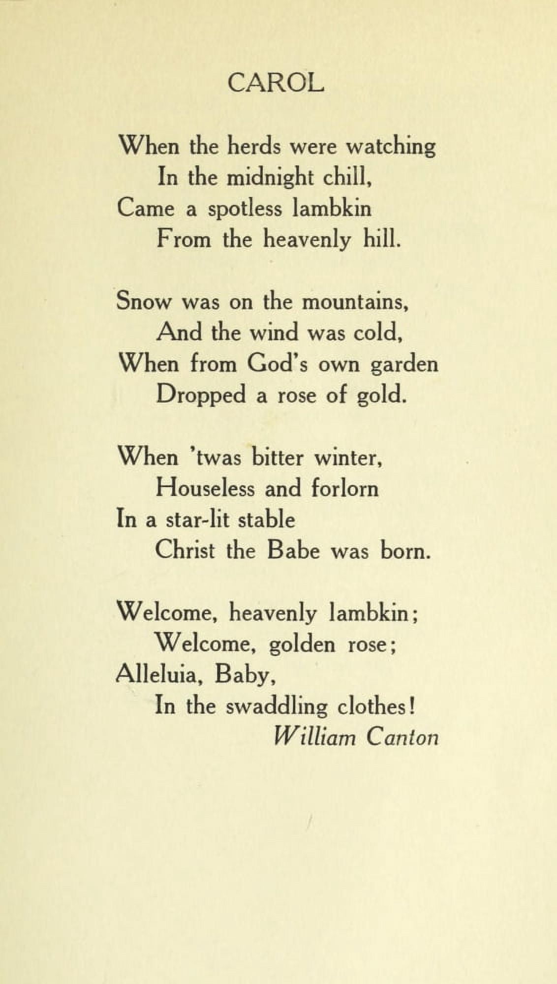 x-Canton William (1845-1926) Carol Christmas in Poetry 1922 Canvas Art - (24 x 36)