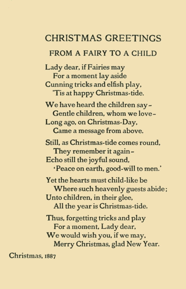 x-Carroll Lewis (1832-1898) Alices in Wonderland 1914 Christmas Greetings from a fairy to a child Canvas Art - (18 x 24)