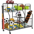 thumbnail image 1 of x-Cosrack Garage Sports Organizer, Ball Rack, Ball Storage, Ball Storage Rack, Garage Ball Storage, Sports Gear Storage,Rolling Sports Ball Storage Cart, Black, 1 of 8
