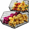 thumbnail image 1 of x-Cosrack Wire Storage Baskets for Organizing,2 Tier Stackable Pantry Organization Bins for Cabinets, Metal Fruit Vegetable Basket for Kitchen Countertop, 1 of 10