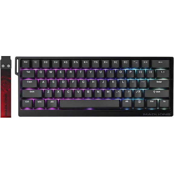 x FGG MADLIONS MAD 60 HE RGB 60% Wired Magnetic Switch Mechanical Gaming Keyboard with Adjustable Actuation, 8000 Hz Polling Rate, Rapid Trigger Mode, Hall Effect Switches, for PC/Mac, Black