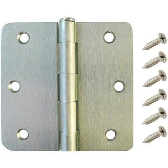 x Interior Door Hinges with 1/4" Corners Brushed (50 Pack)