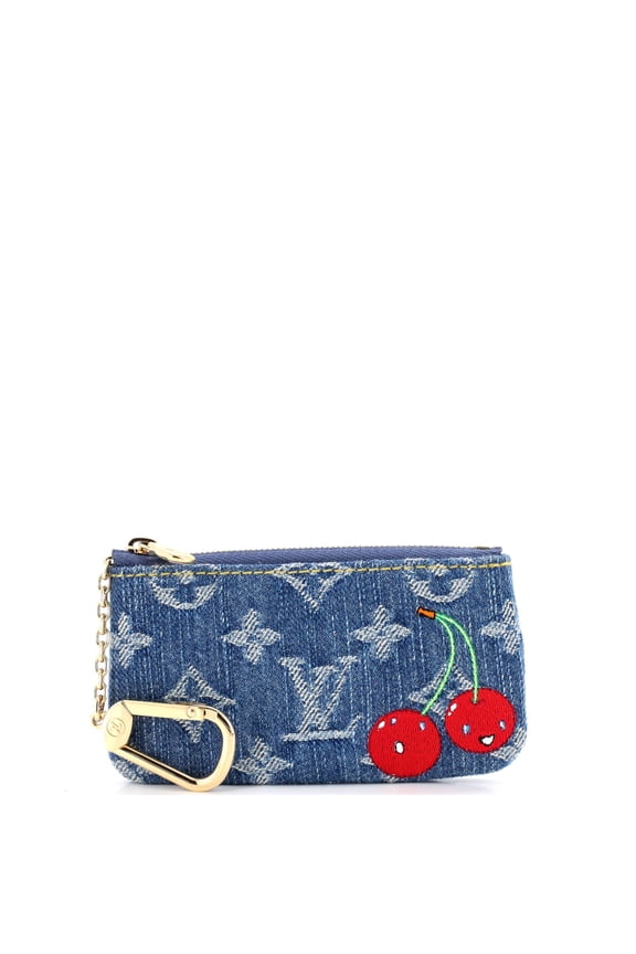 x Takashi Murakami Key Pouch Limited Edition Monogram Cerises Denim By Rebag
