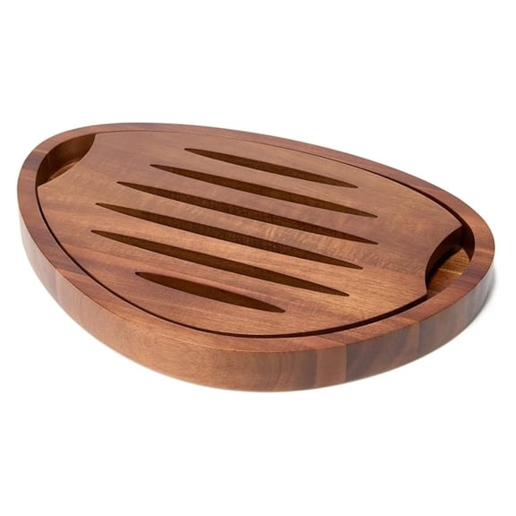 x Tom Papa Breaking Bread Cutting Board, 2-Piece Style Wood Bread Board with Nesting Crumb Tray, -Century Modern Serving Board for Slicing & Entertaining, 11.7 x 16