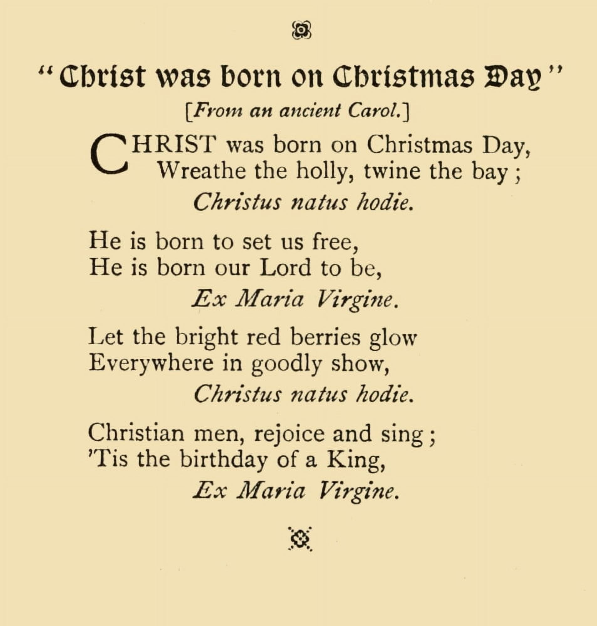 x-Traditional Christ was born on Christmas Day The Poets on Christmas 1907 Canvas Art - (24 x 36)