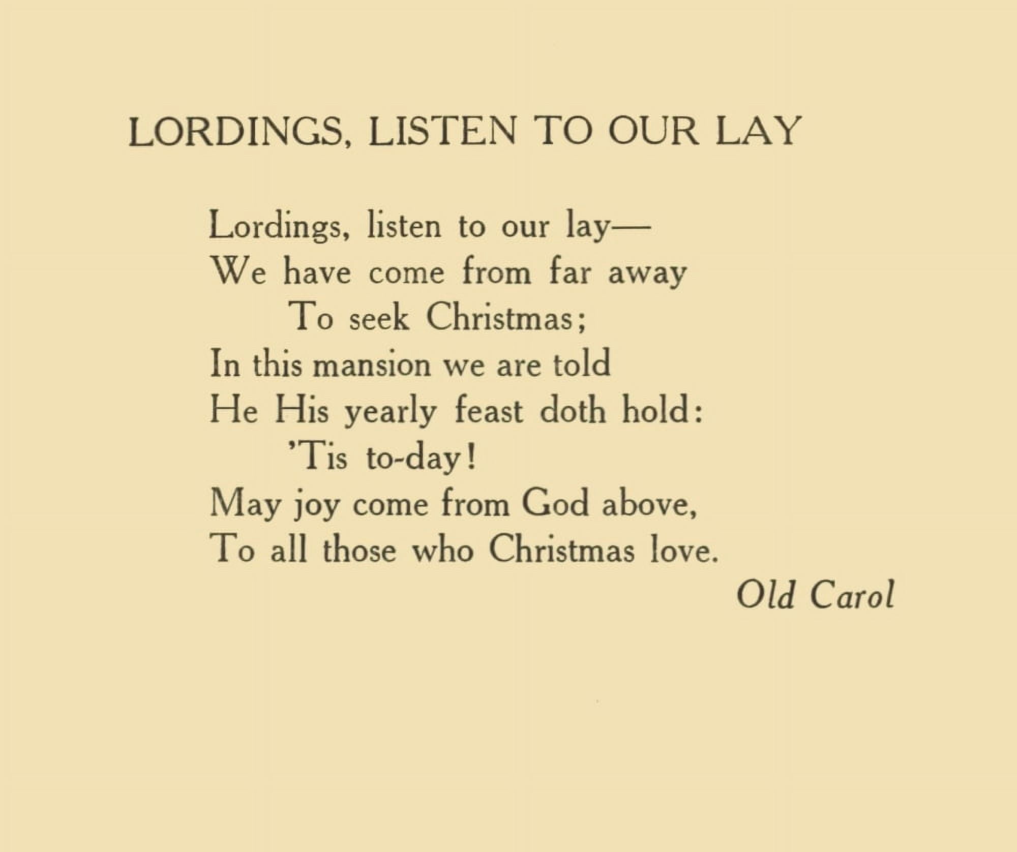 x-Traditional Lordings listen to our Lay Christmas in Poetry 1922 Canvas Art - (18 x 24)