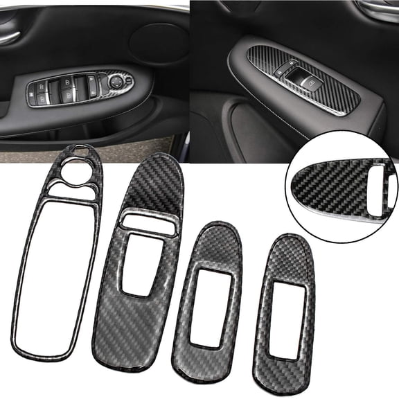 x tech Window Lift Door Lock Switch Control Panel Cover Trim, Genuine Soft Carbon Fiber, Compatible with Q50 2014 2015 2016 2017 2018 2019 2020 2021 2022 2023 2024, Q60 2017-2023 2024