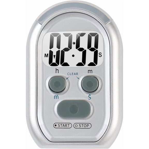 x-wlang 3-in-1 Alerts timer 1013 with vibration,beep and flash.(kitchen timer,medical timer,therapeutic timer), silver