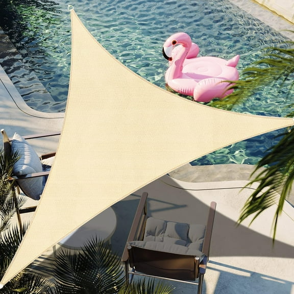 x  x  Beige Triangle Sun Shade Sail Canopy Durable Fabric UV Block Awning