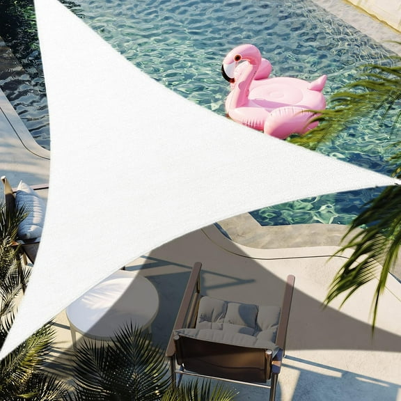 x  x  White Triangle Sun Shade Sail SSPT12 Canopy Durable Fabric UV Block Awning, We Make Orders