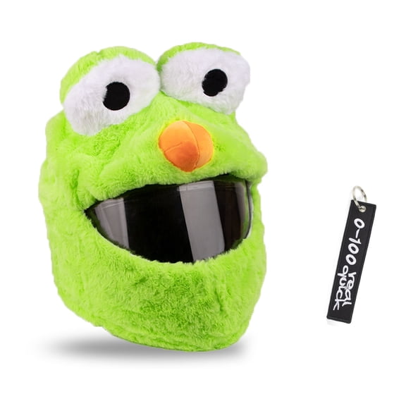 x xotic tech Motorcycle Street Bike Helmet Cover Sleeves Cartoon Fluffy Plush Full Face Motorbike Helmet Cover Accessory for Christmas Hats, Fun Riding Gear And Gifts 4 Free Keychain (Green Big Eye)
