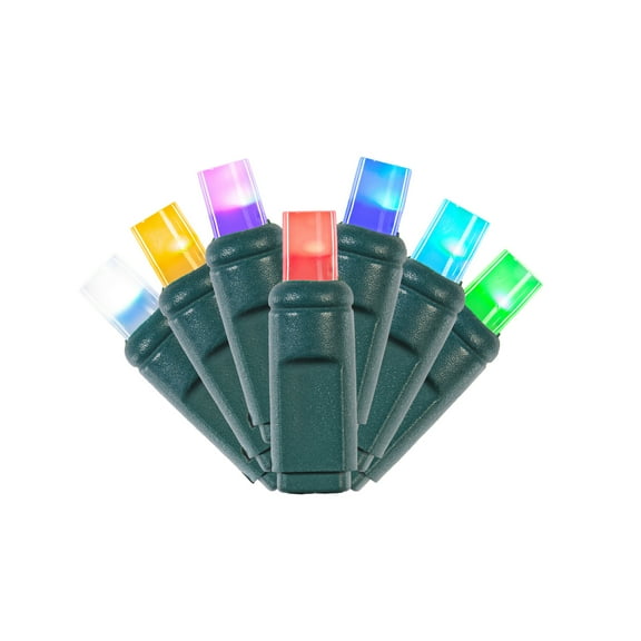 Vickerman 50 Frosted RGB Coaxial Wide Angle LED Light Set on Green Wire, 25' Christmas Light Strand