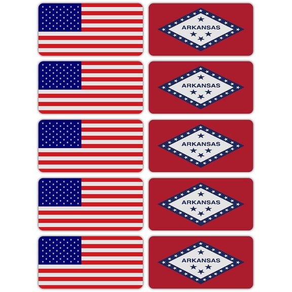 (x10) 3M Reflective Arkansas and US Flag Stickers | Versatile & High Quality Safety Decals | Hard hats, laptops, bikes, toolboxes