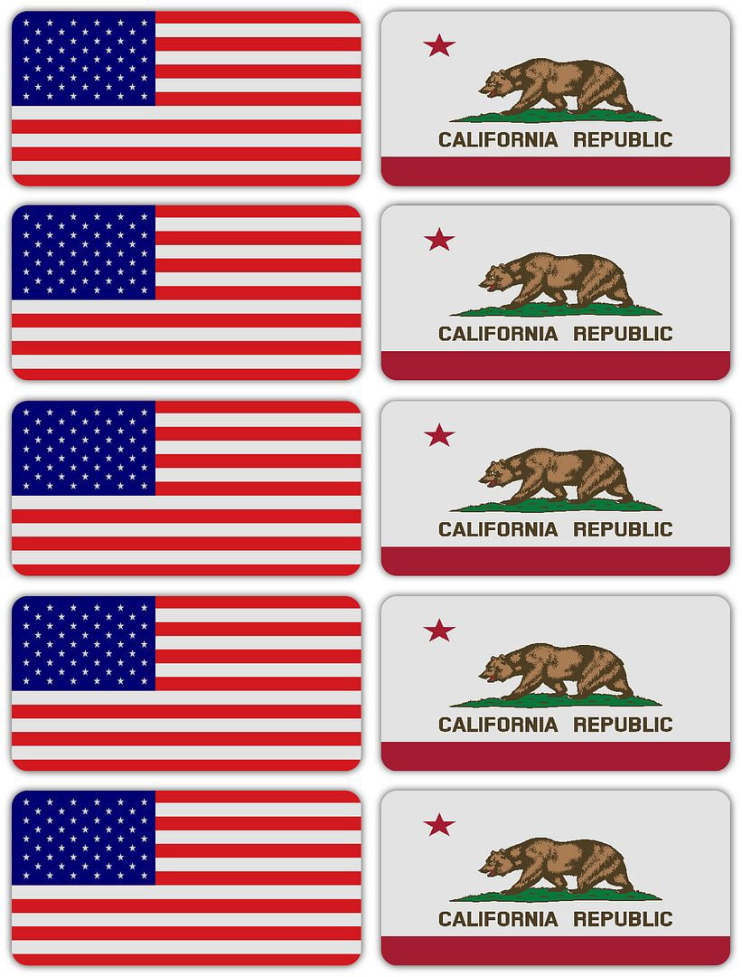 (x10) 3M Reflective California and US Flag Stickers | Versatile & High ...