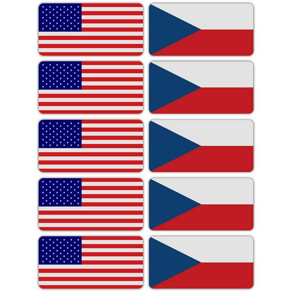 (x10) 3M Reflective Czechia and US Flag Stickers | Versatile & High Quality Safety Decals | Hard hats, laptops, bikes, toolboxes
