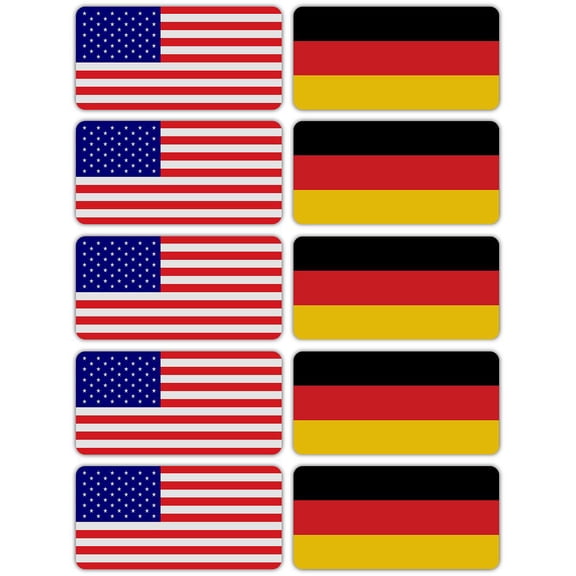 (x10) 3M Reflective Germany and US Flag Stickers | Versatile & High Quality Safety Decals | Hard hats, laptops, bikes, toolboxes