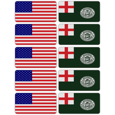 (x10) 3M Reflective Haverhill Massachusetts and US Flag Stickers | Versatile & High Quality Safety Decals | Hard hats, laptops, bikes, toolboxes