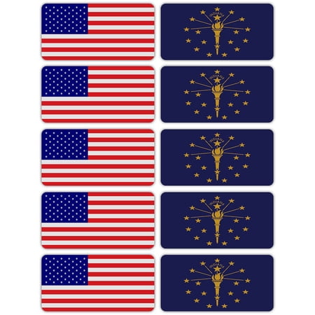 (x10) 3M Reflective Indiana and US Flag Stickers | Versatile & High Quality Safety Decals | Hard hats, laptops, bikes, toolboxes