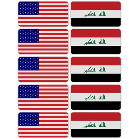 (x10) 3M Reflective Iraq and US Flag Stickers | Versatile & High Quality Safety Decals | Hard hats, laptops, bikes, toolboxes