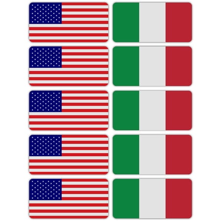 (x10) 3M Reflective Italy and US Flag Stickers | Versatile & High Quality Safety Decals | Hard hats, laptops, bikes, toolboxes