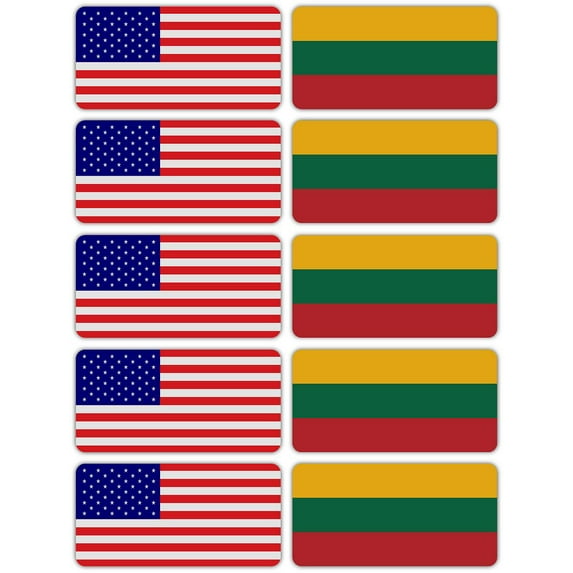 (x10) 3M Reflective Lithuania and US Flag Stickers | Versatile & High Quality Safety Decals | Hard hats, laptops, bikes, toolboxes