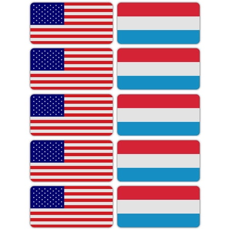 (x10) 3M Reflective Luxembourg and US Flag Stickers | Versatile & High Quality Safety Decals | Hard hats, laptops, bikes, toolboxes