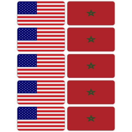 (x10) 3M Reflective Morocco and US Flag Stickers | Versatile & High Quality Safety Decals | Hard hats, laptops, bikes, toolboxes