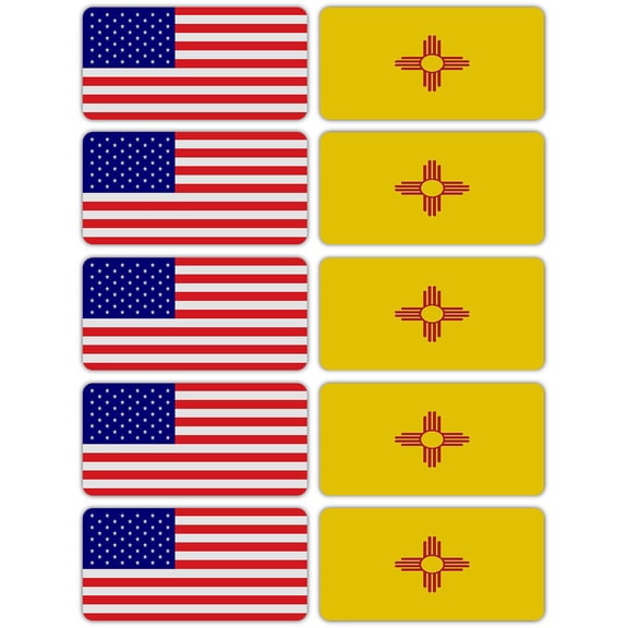 (x10) 3M Reflective New Mexico and US Flag Stickers | Versatile & High Quality Safety Decals | Hard hats, laptops, bikes, toolboxes