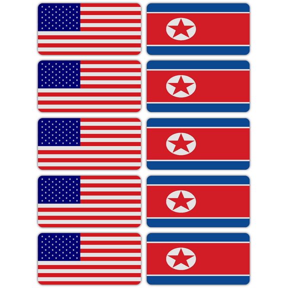 (x10) 3M Reflective North Korea and US Flag Stickers | Versatile & High Quality Safety Decals | Hard hats, laptops, bikes, toolboxes
