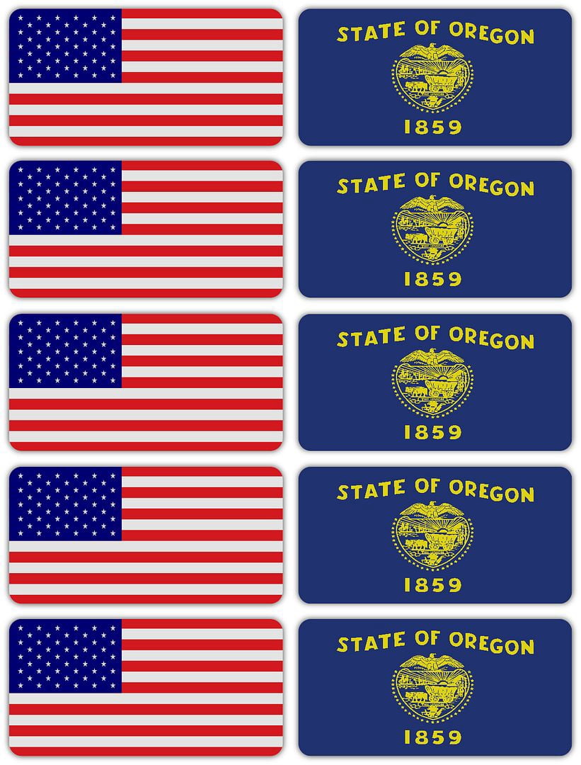 (x10) 3M Reflective Oregon and US Flag Stickers | Versatile & High ...