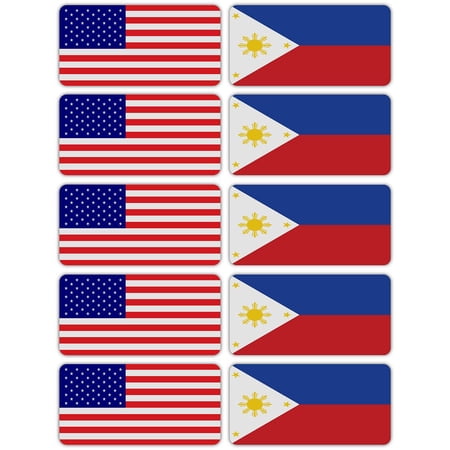 (x10) 3M Reflective Philippines and US Flag Stickers | Versatile & High Quality Safety Decals | Hard hats, laptops, bikes, toolboxes