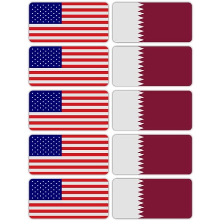 (x10) 3M Reflective Qatar and US Flag Stickers | Versatile & High Quality Safety Decals | Hard hats, laptops, bikes, toolboxes