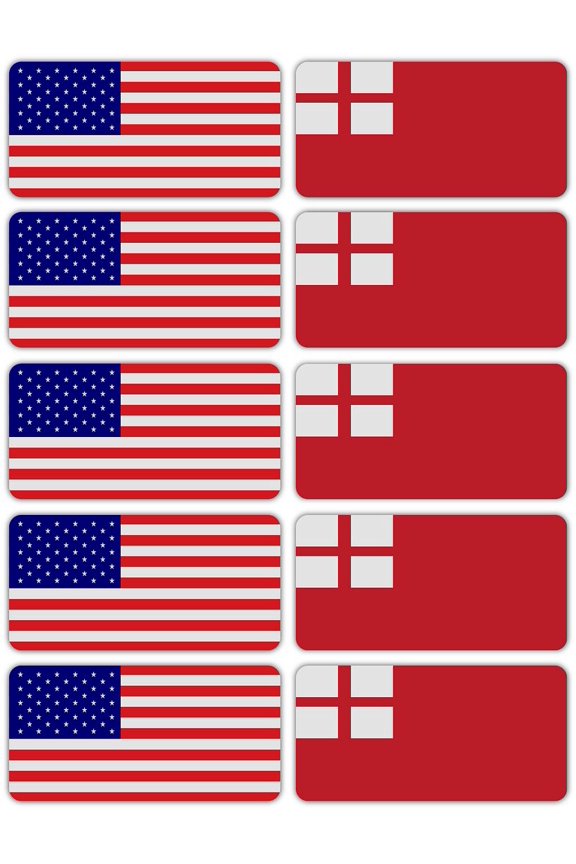 (x10) 3M Reflective Red Ensign of England Square Canton and US Flag Stickers | Versatile & High Quality Safety Decals | Hard hats, laptops, bikes, toolboxes