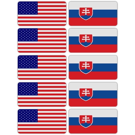 (x10) 3M Reflective Slovakia and US Flag Stickers | Versatile & High Quality Safety Decals | Hard hats, laptops, bikes, toolboxes