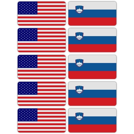 (x10) 3M Reflective Slovenia and US Flag Stickers | Versatile & High Quality Safety Decals | Hard hats, laptops, bikes, toolboxes