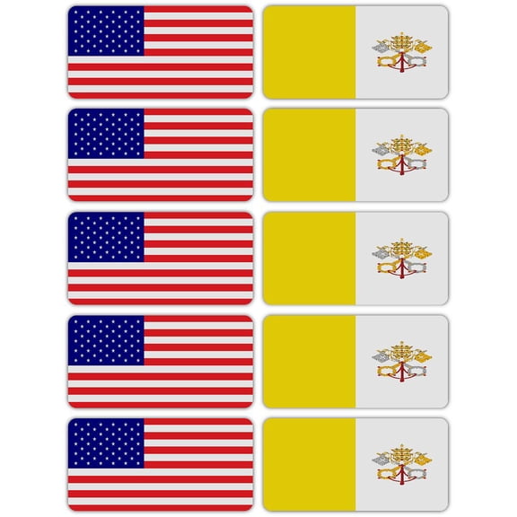(x10) 3M Reflective Vatican City and US Flag Stickers | Versatile & High Quality Safety Decals | Hard hats, laptops, bikes, toolboxes