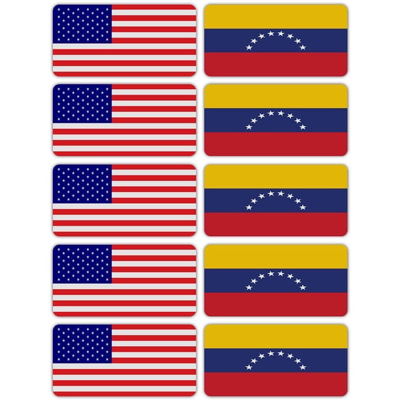(x10) 3M Reflective Venezuela and US Flag Stickers | Versatile & High Quality Safety Decals | Hard hats, laptops, bikes, toolboxes
