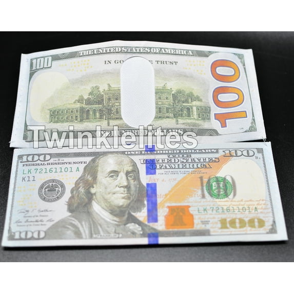 x12 100 Dollar Bill Wallets Money Bi-Fold Card Holder Mens Benjamin Novelty Gift