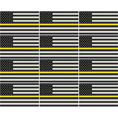 (x12) 2" Thin Yellow Line American Subdued Flag Decal Security USA 3M Reflective sticker R