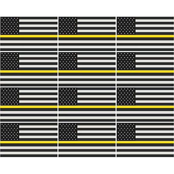 (x12) 2" Thin Yellow Line American Subdued Flag Decal Security USA 3M Reflective sticker R
