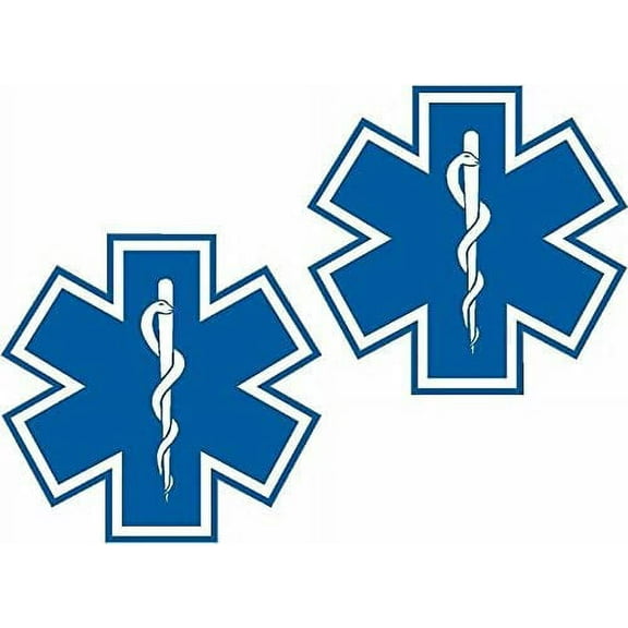 (x2) 3" EMS Star of Life Blue Decal Set EMT Paramedic Rescue Window 3M Reflective sticker