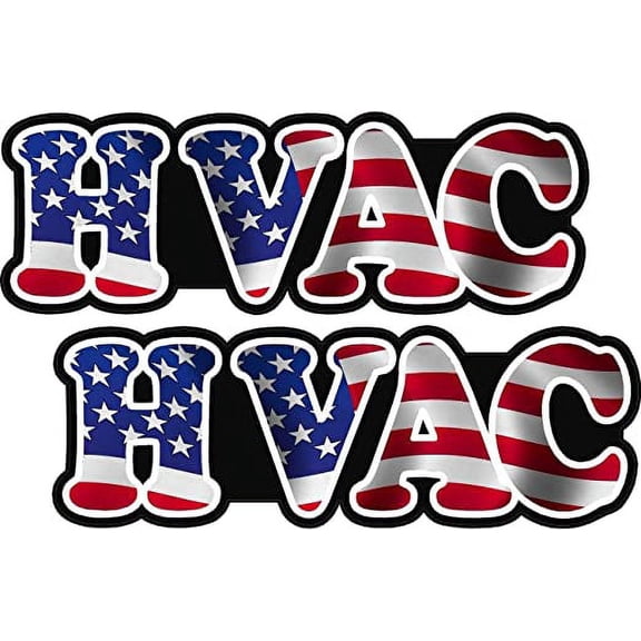 (x2) 3" HVAC Heating American Flag Hard Hat 3M Reflective sticker Window Glass Decal 3M Reflective sticker
