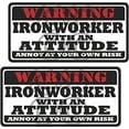 thumbnail image 1 of (x2) 3" Ironworker Worker Warning Tools Auto Motorcycle Decal Hat 3M Reflective sticker, 1 of 3