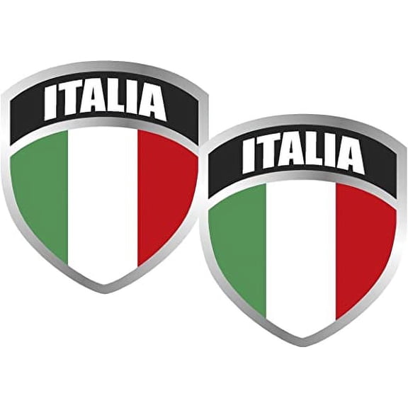 (x2) 3" Italy Italian Italia ITL Flag Shield Decal 3M Reflective sticker Set Badge