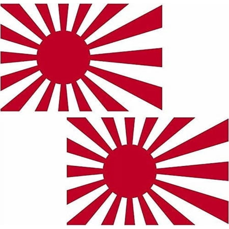 (x2) 3" Rising Sun Flag Decal Set Japanese Military Japan Vinyl Car 3M Reflective sticker RH