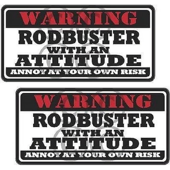 (x2) 3" Rodbuster Funny Warning Tools Auto Motorcycle Decal Hat 3M Reflective sticker