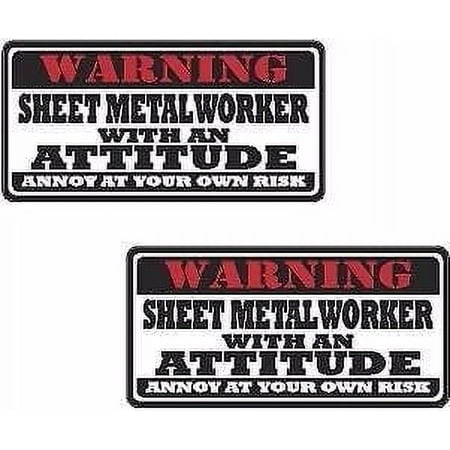 (x2) 3" Sheet Metal Worker Warning Decal Set Metalworking Hard Hat 3M Reflective sticker