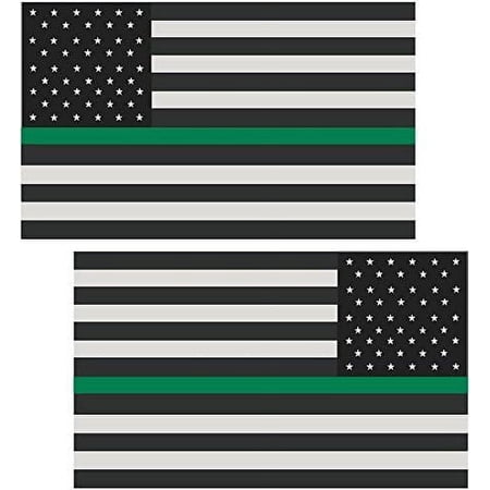(x2) 4" Thin Green Line American Subdued Flag Decal Set USA Military 3M Reflective sticker RL