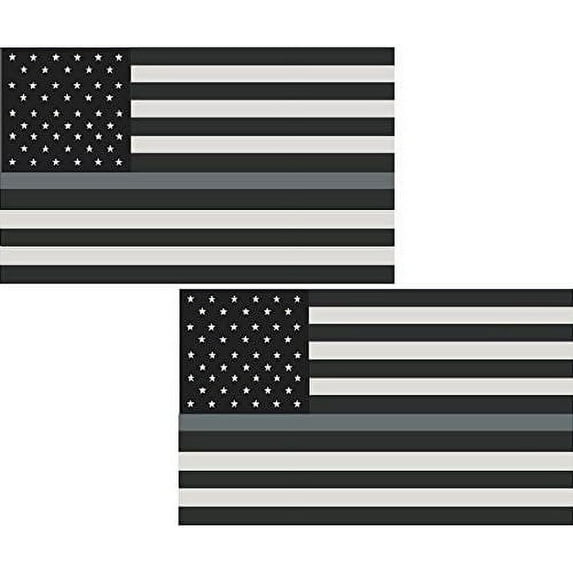 (x2) 4" Thin SILVER Line American Subdued Flag Decal Corrections Guard 3M Reflective sticker R