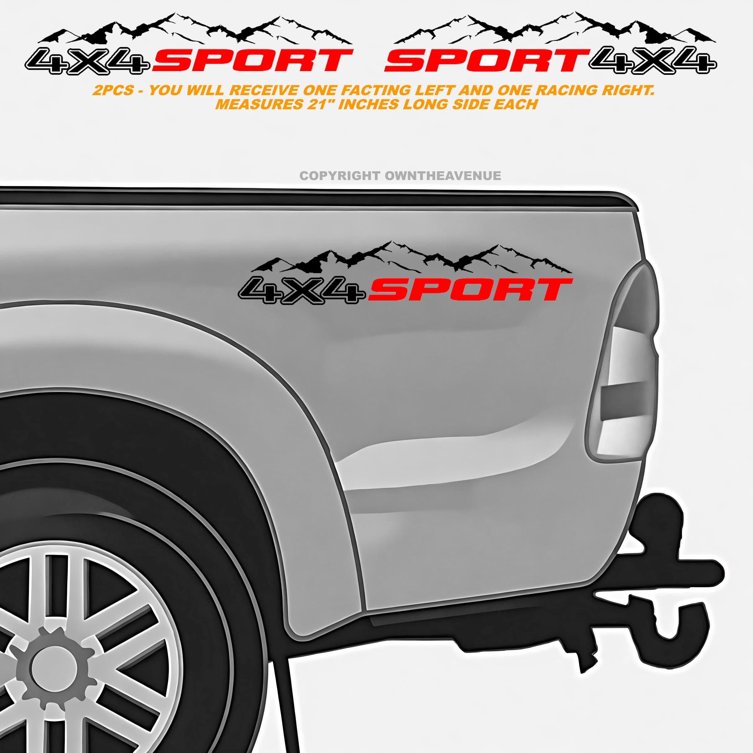 x2 4X4 Sport Graphic Mountain Side Body Car Off Road Truck Vinyl Decal ...